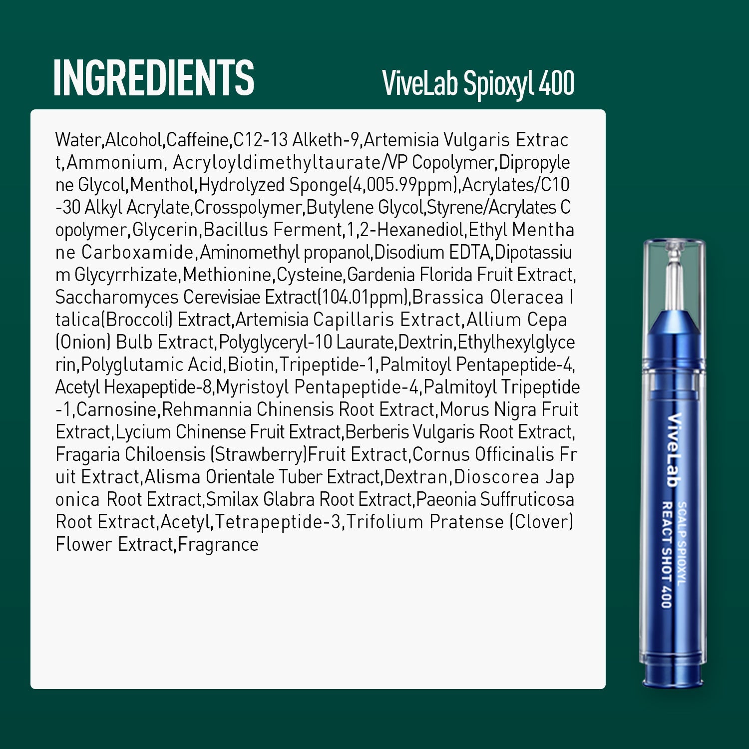 ViveLab Spioxyl™ スカルプセラム 400 ― 22万本マイクロスピキュールで、根元からふんわり濃密ヘアへ｜韓国No.1売上・皮膚科医推奨のK-Beautyスカルプセラム（15ml）